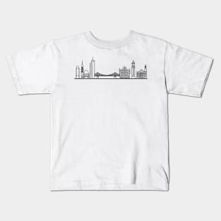 Frankfurt Skyline in black with details Kids T-Shirt